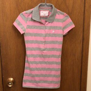 Streetwear society - Collared shirt - Pink & grey striped pattern - Size Medium